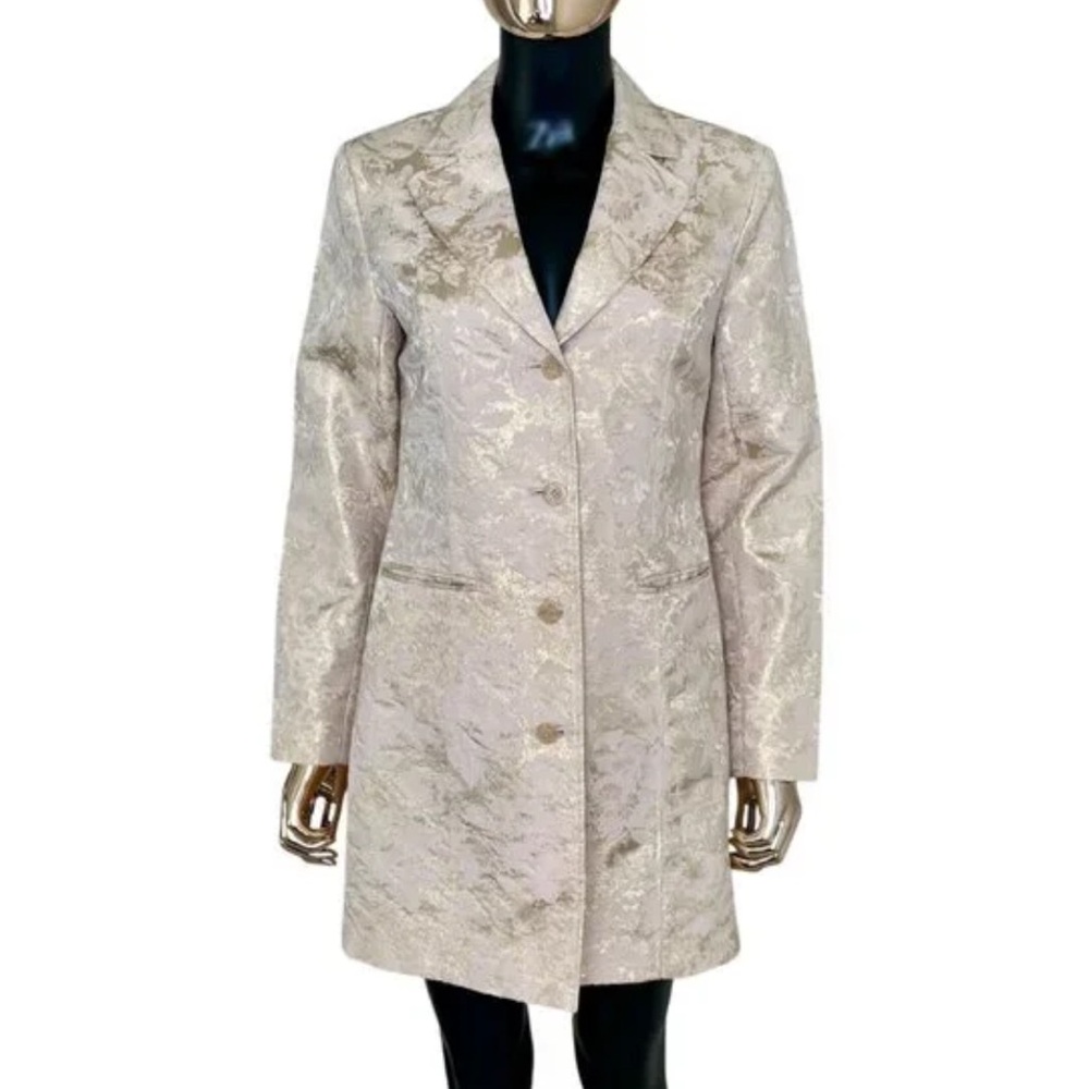 Chico’s jacket brocade gold blazer party formal‎ golden lined floral holiday 1 S